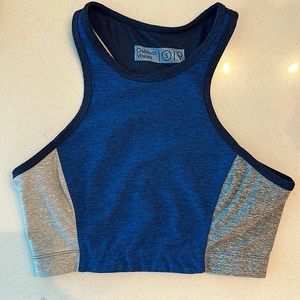 OV highneck sports bra - blue tritone - size small